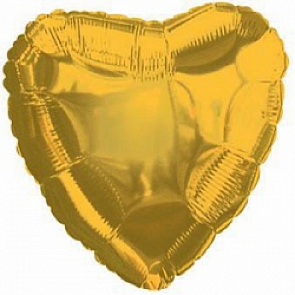 Сердце золотое большое шар фольгированный с гелием