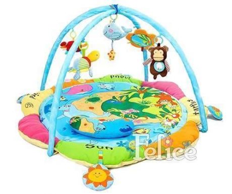 Felice F Детский коврик "Весёлый островок" с мягким огражд., муз. кит, дуги с игрушками погремушками, подушка, 06FS