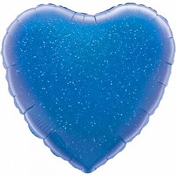 Сердце синее голографическое фольгированный шар с гелием