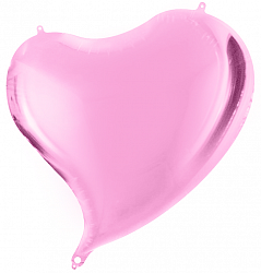 Сердце фигурное розовое шар фольгированный с гелием