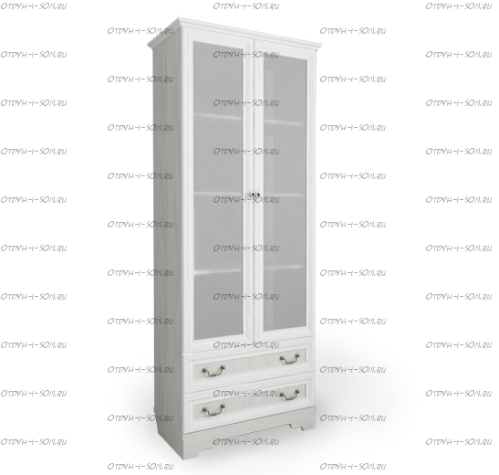 Шкаф-стеллаж 2-дверный со стеклянными дверцами Классика (88х59х206)