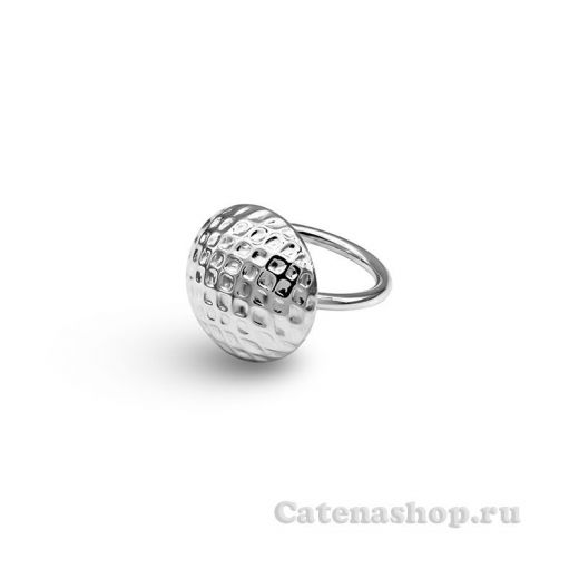 Кольцо серебряное "Матовая пуговка с точками "