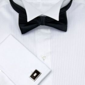 Рубашка мужская под бабочку, под смокинг белая T.M.Lewin приталенная Slim Fit (37431)