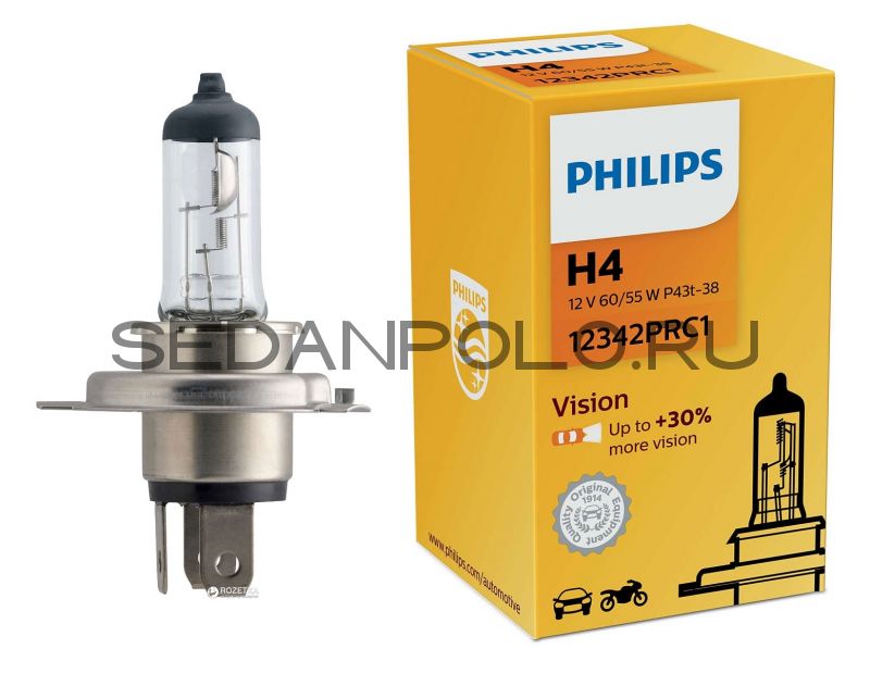 Лампа H4 PHILIPS +30% more vision