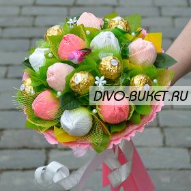 Букет из конфет №717 "Розовые тюльпаны"