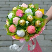 Букет из конфет №717 "Розовые тюльпаны"
