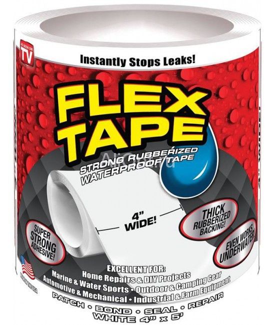 Сверхсильная Клейкая Лента Flex Tape, 10 Х 152 См, Цвет Белый