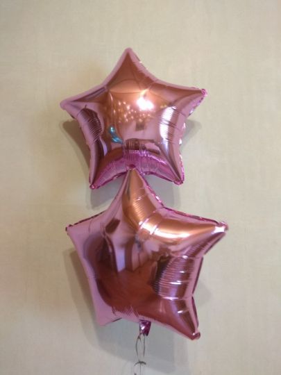 Звезда розовая металлик шар фольгированный с гелием