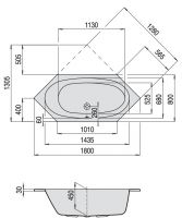 Шестиугольная встраиваемая ванна Hoesch ARMADA 6175 180х80 схема 1