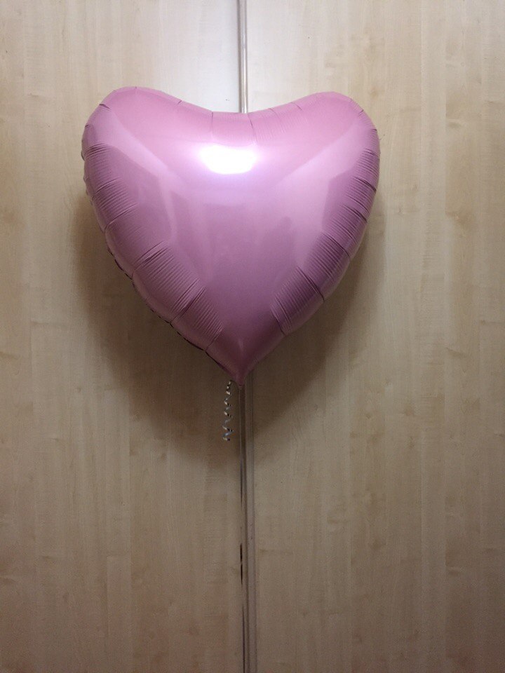 Сердце розовое большое шар фольгированный с гелием