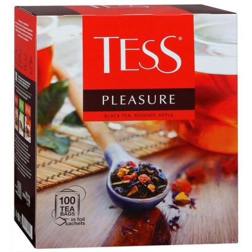 Чай Tess Pleasure черный с шиповником и яблоком 100пак