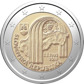 Словакия 2 евро 2018 25 лет Словацкой Республики UNC