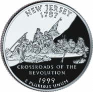 25 центов США 1999г - Нью-Джерси, UNC - Серия Штаты и территории