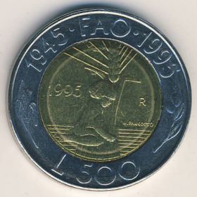 50 лет  F.A.O. 500 лир Сан-Марино 1995