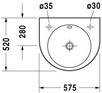 Раковина Duravit Architec с переливом 57,5х52 045058 схема 1