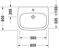 Навесная раковина Duravit D-Code 65х50 см 231165 схема 1