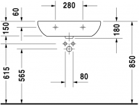 Навесная раковина Duravit D-Code 65х50 см 231165 схема 2