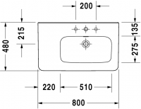 Раковина Duravit DuraStyle асимметричная 80х48 232680 схема 1