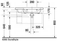 Раковина Duravit DuraStyle асимметричная 80х48 232680 схема 2