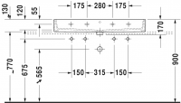 Раковина Duravit Vero Air двойная шлифованная 100х47 235010 схема 2