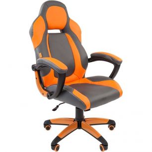 Кресло CHAIRMAN GAME 20/ORANGE для руководителя (геймерское), экокожа, цвет оранжевый/серый