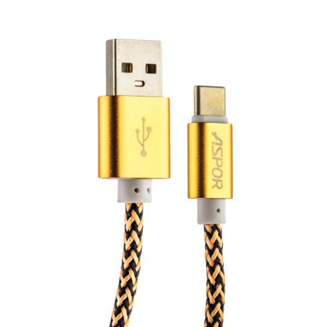 Кабель USB Aspor A162 Type-C в оплетке (0,3 метра) (gold)