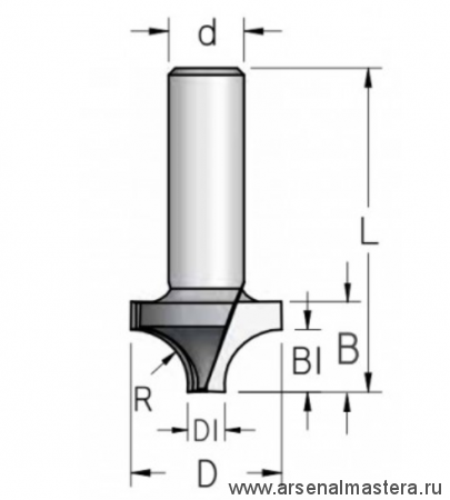 Фреза врезная радиусная удлиненная W.P.W. хвостовик 12 мм RH06002