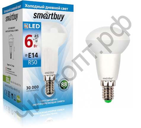 Светодиодная (LED) Лампа Smartbuy R50 06W/6000/E14 (SBL-R50-06-60K-E14)