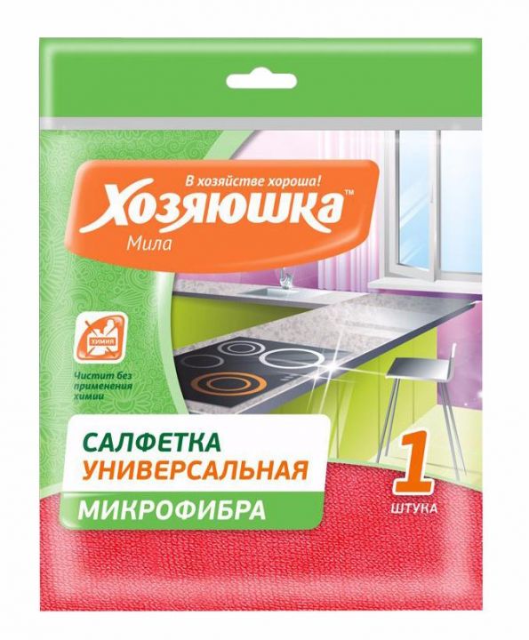 Чист.салфетка Хозяюшка универс. микрофибра 30*30см 1шт КС-04
