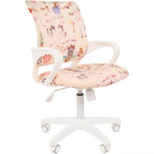 Кресло CHAIRMAN KIDS 103 Princess детское, белый пластик, ткань, с рисунком принцессы