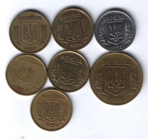 Набор монет Украина 1992-2004 гг. 7 шт.