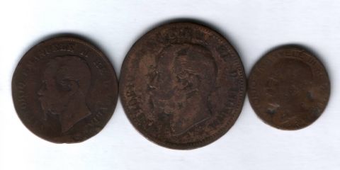 Набор монет Италия 1867-1923 гг. 3 шт.