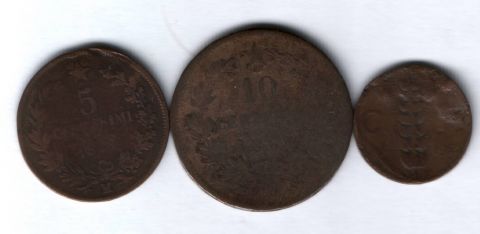 Набор монет Италия 1867-1923 гг. 3 шт.