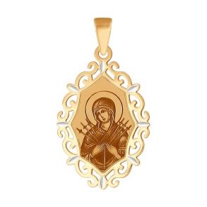 Золотая иконка «Божья Матерь Семистрельная» 102359 SOKOLOV
