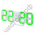 Часы  эл. сетев. Perfeo LED "LUMINOUS", будил., настол/настен. , белый корп / зелёная подсве питан. USB  (PF-5202) (5В)