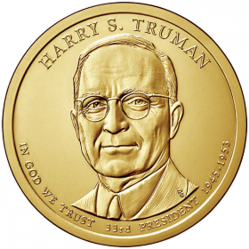 33-й президент США - Гарри Трумен. 1 доллар США 2015 года