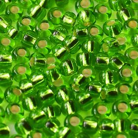 Бисер чешский 57430 зеленый прозрачный серебряный внутри огонек Preciosa 1 сорт купить оптом