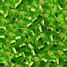 Бисер чешский 57430 зеленый прозрачный серебряный внутри (огонек) Preciosa 1 сорт