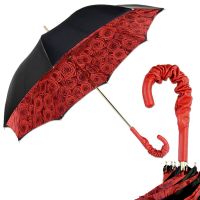 Зонт-трость Pasotti Nero Rosa Rosso Pelle