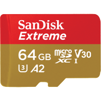 Карта памяти SanDisk Extreme microSDXC UHS-I Class 10 U3 A2 V30 64GB + SD адаптер
