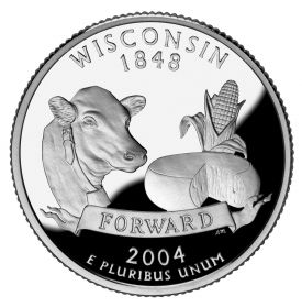 25 центов США 2004г - Висконсин, UNC - Серия Штаты и территории