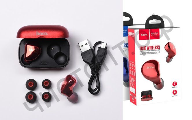 Bluetooth гарнитура стерео HOCO ES25, Easy, цвет: красный вакуум