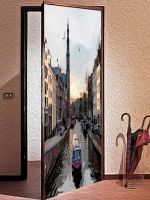 Наклейка на дверь -Прогулки по Амстел | магазин Интерьерные наклейки