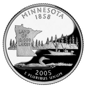 25 центов США 2005г - Миннесота, UNC - Серия Штаты и территории P