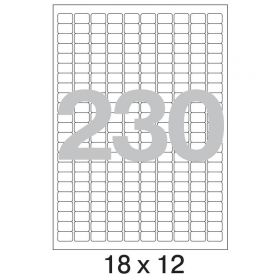 73582 Этикетки самоклеящиеся Promega label белые 18х12 мм (230 штук на листе А4, 100 листов в упаковке) , аналоги - Meltilabal, Europa 100