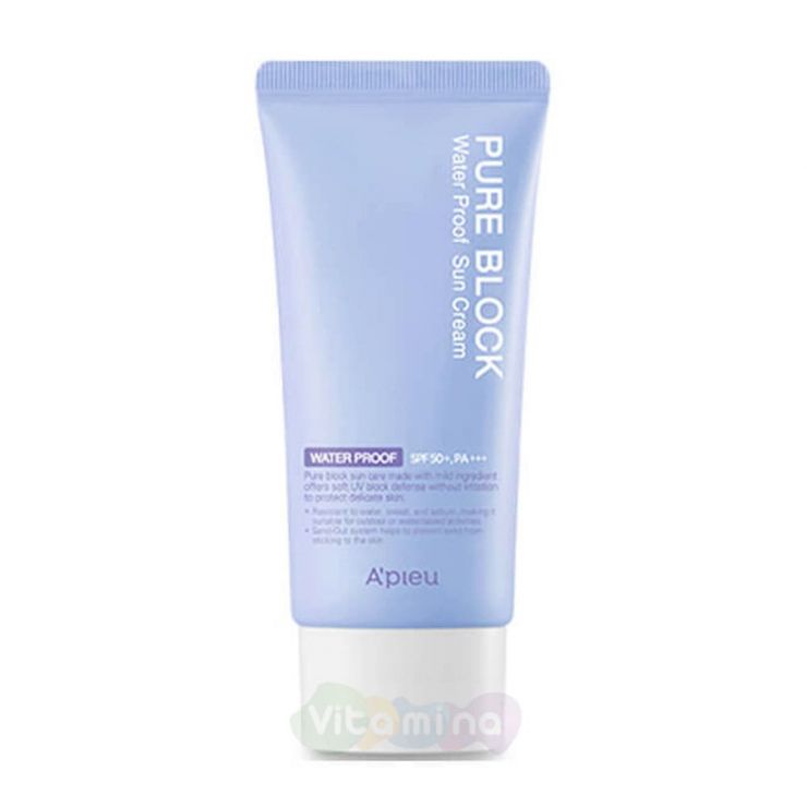 A'Pieu Водостойкий солнцезащитный крем для лица Pure Block Water Proof Natural Sun Cream SPF50 PA+++, 50 мл