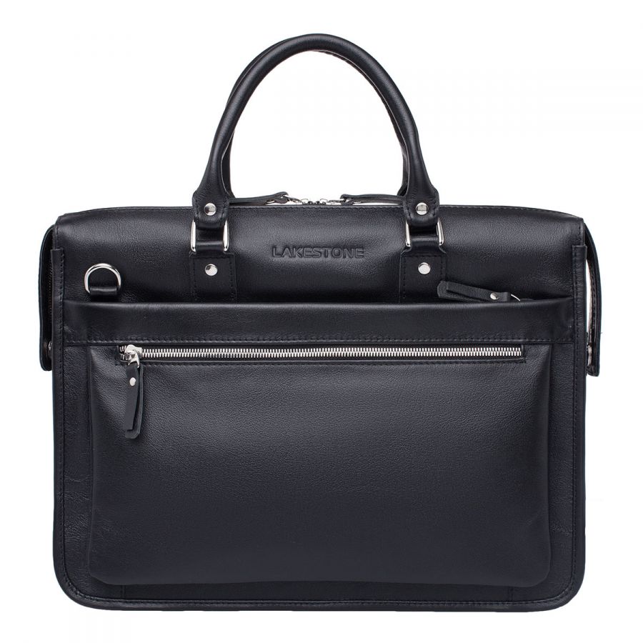 Кожаная деловая сумка Lakestone Halston Black 923124/BL