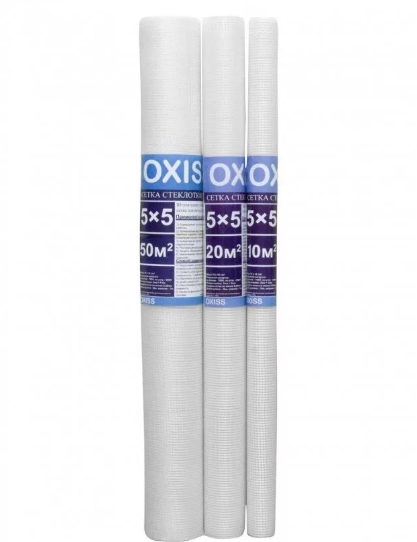 Сетка стеклотканевая штукатурная OXISS с ячейкой 5х5мм 70г/м2 (1*20м)