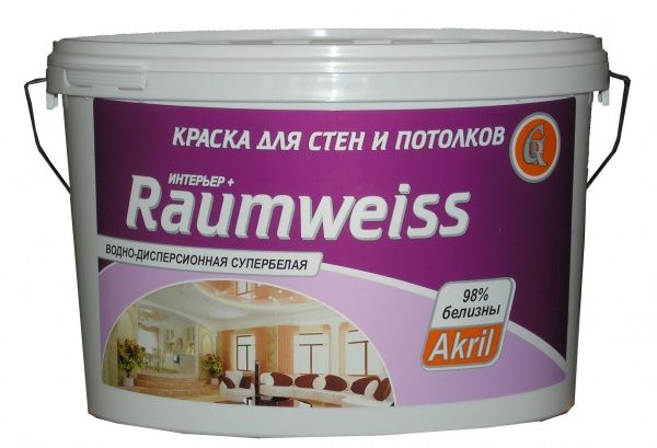 Краска "RAUMWEISS"-"ИНТЕРЬЕР+" "Гермес" - 25кг / ПВХ ведро