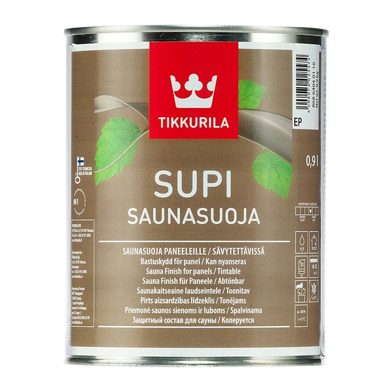 Полуматовый колеруемый акриловый защитный состав "Tikkurila" SUPI SAUNASUOJA (Супи Саунасуоя) - 0,9л